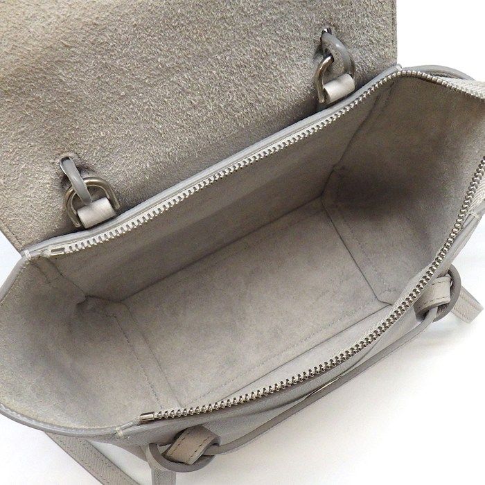 Celine Handle Shoulder Bag Nano Light Gray Calfskin Silver — view 5
