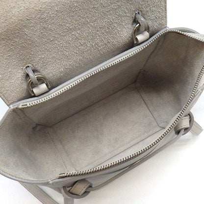 Celine Handle Shoulder Bag Nano Light Gray Calfskin Silver — view 5