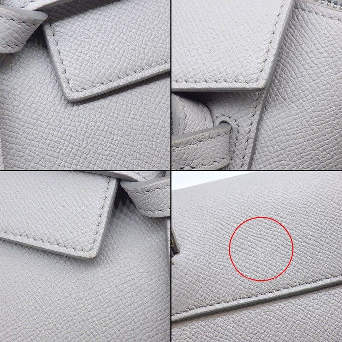 Celine Handle Shoulder Bag Nano Light Gray Calfskin Silver — view 8