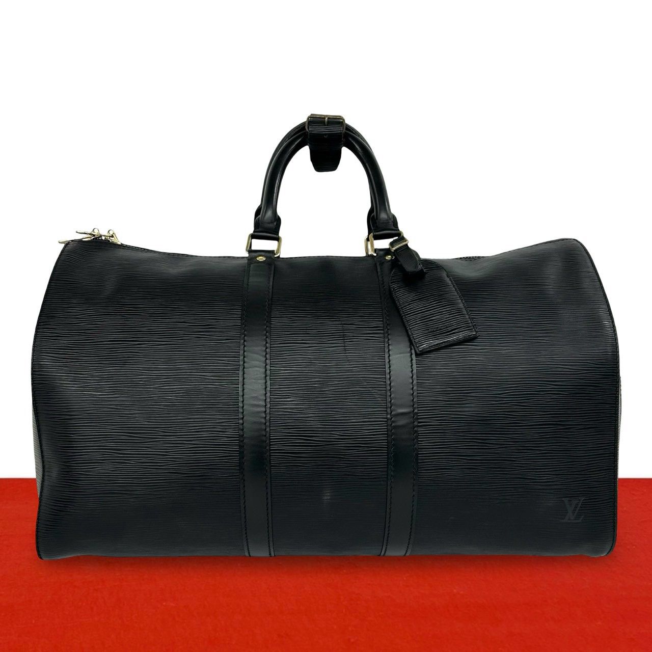 Louis Vuitton Vintage Keepall Epi Leather Boston Bag Black Noir