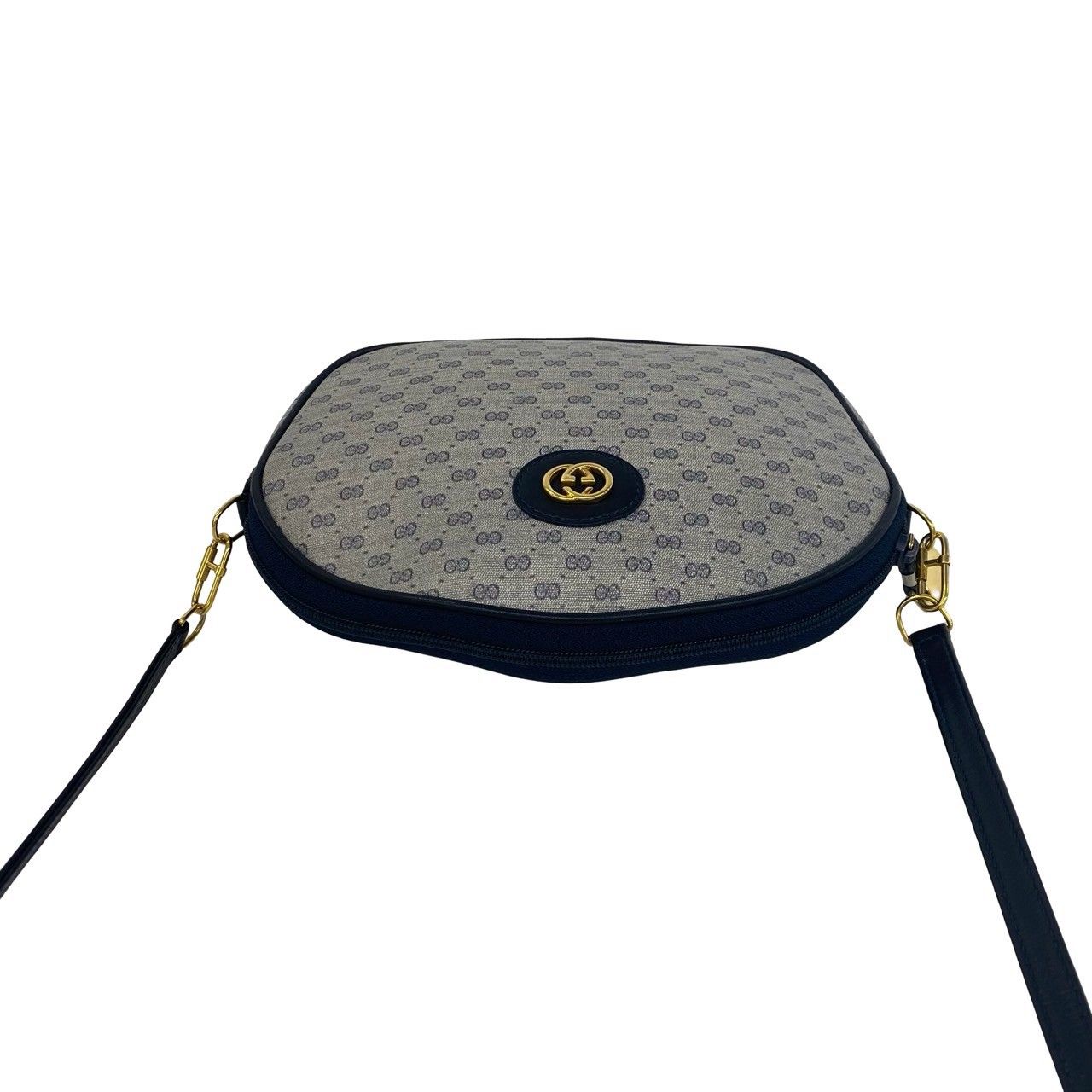 Gucci Vintage Micro GG Logo Pattern Leather Mini Shoulder Bag Pochette Navy — view 4