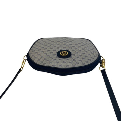 Gucci Vintage Micro GG Logo Pattern Leather Mini Shoulder Bag Pochette Navy — view 4