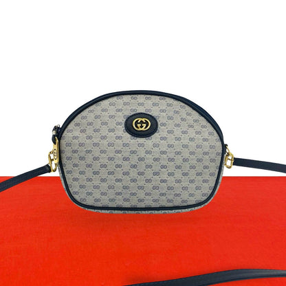 Gucci Vintage Micro GG Logo Pattern Leather Mini Shoulder Bag Pochette Navy