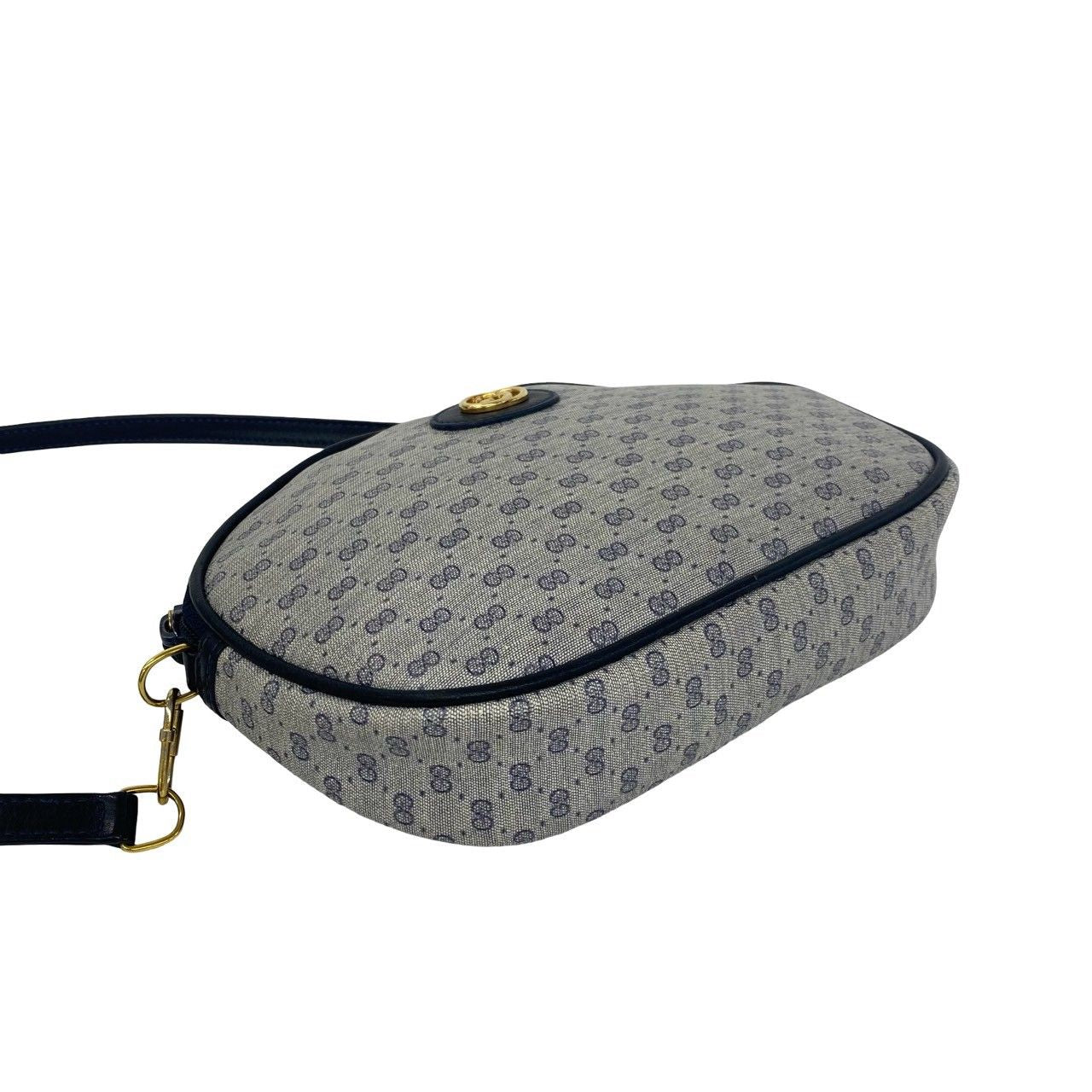 Gucci Vintage Micro GG Logo Pattern Leather Mini Shoulder Bag Pochette Navy — view 7