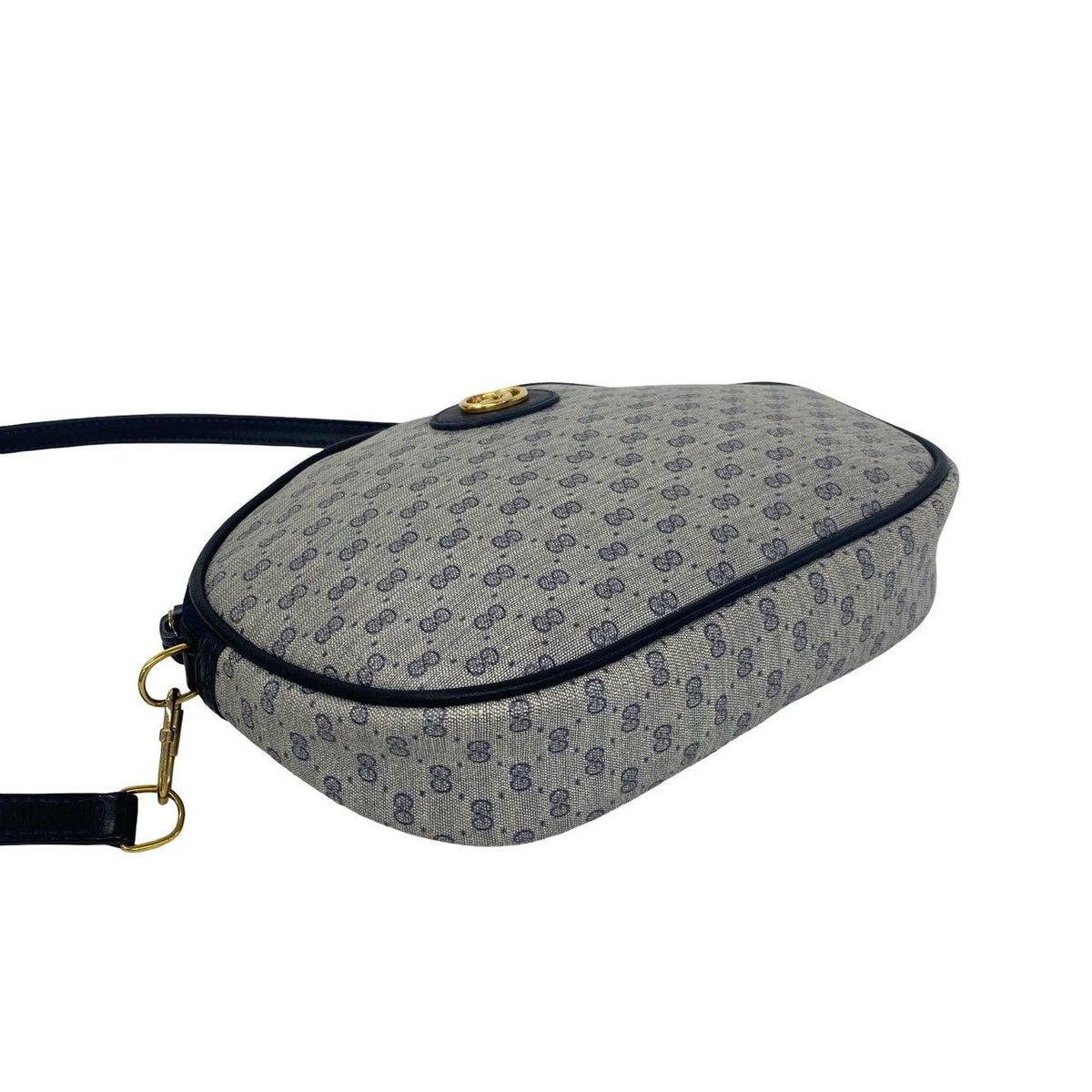 Gucci Vintage Micro GG Logo Pattern Leather Mini Shoulder Bag Pochette Navy — view 7