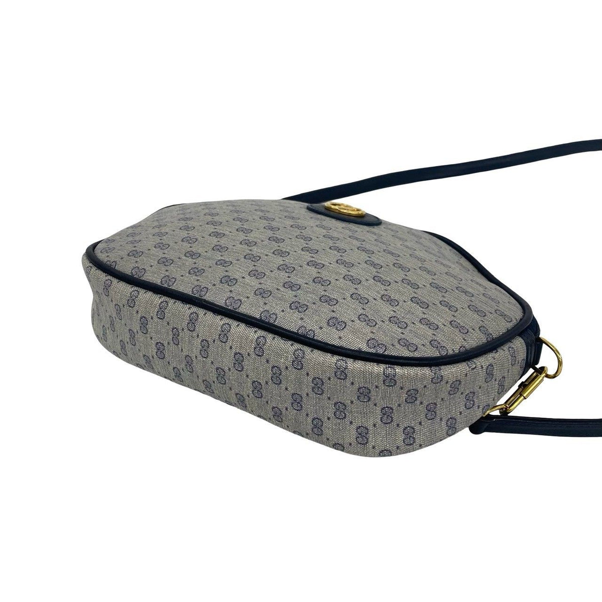 Gucci Vintage Micro GG Logo Pattern Leather Mini Shoulder Bag Pochette Navy — view 8