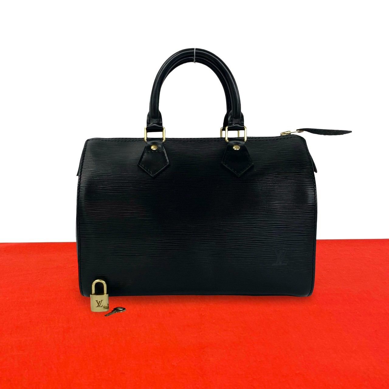 Louis Vuitton Vintage Speedy 30 Epi Leather Handle Mini Boston Bag Noir