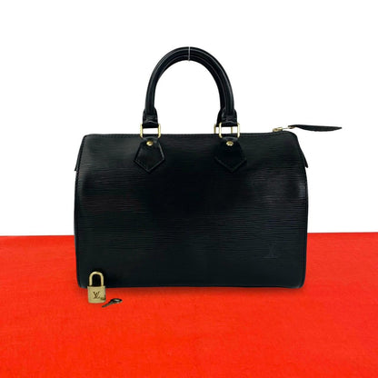 Louis Vuitton Vintage Speedy 30 Epi Leather Handle Mini Boston Bag Noir