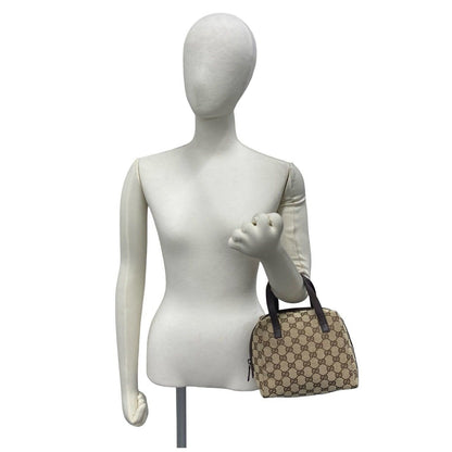 Gucci GG All Over Pattern Canvas Leather Round Zip Handle Mini Boston Bag Brown — view 2