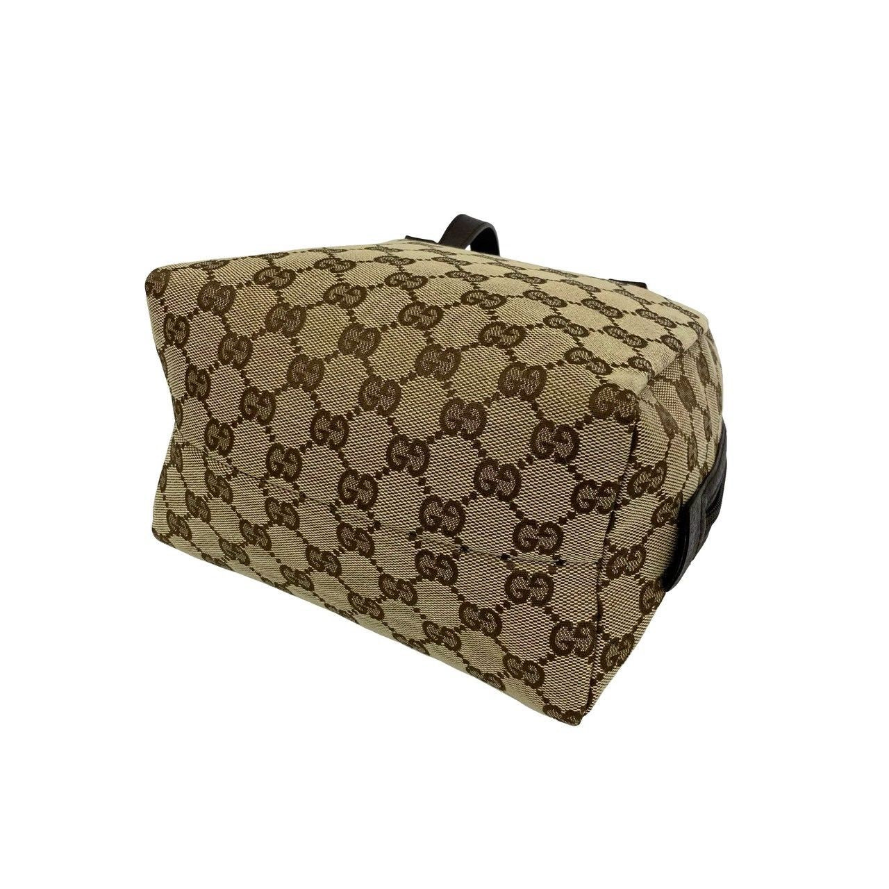 Gucci GG All Over Pattern Canvas Leather Round Zip Handle Mini Boston Bag Brown — view 8