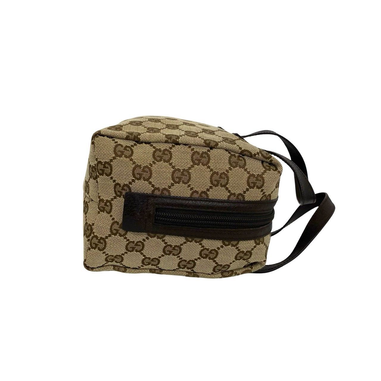 Gucci GG All Over Pattern Canvas Leather Round Zip Handle Mini Boston Bag Brown — view 6