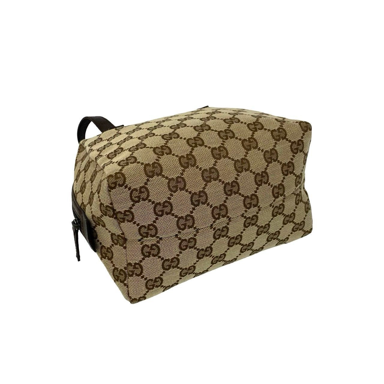 Gucci GG All Over Pattern Canvas Leather Round Zip Handle Mini Boston Bag Brown — view 7