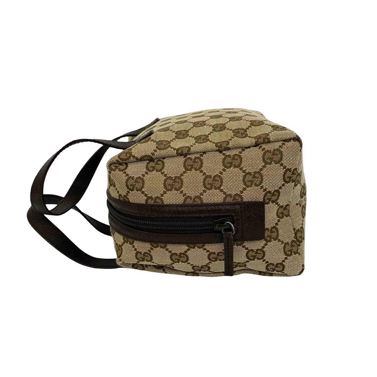 Gucci GG All Over Pattern Canvas Leather Round Zip Handle Mini Boston Bag Brown — view 5