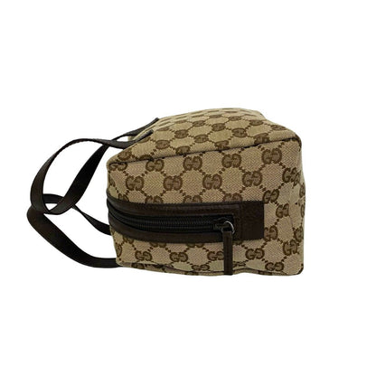 Gucci GG All Over Pattern Canvas Leather Round Zip Handle Mini Boston Bag Brown — view 5