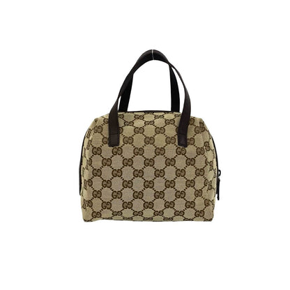 Gucci GG All Over Pattern Canvas Leather Round Zip Handle Mini Boston Bag Brown — view 3