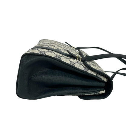 Gucci Vintage GG Logo Leather Handle Shoulder Bag Tote Navy — view 6