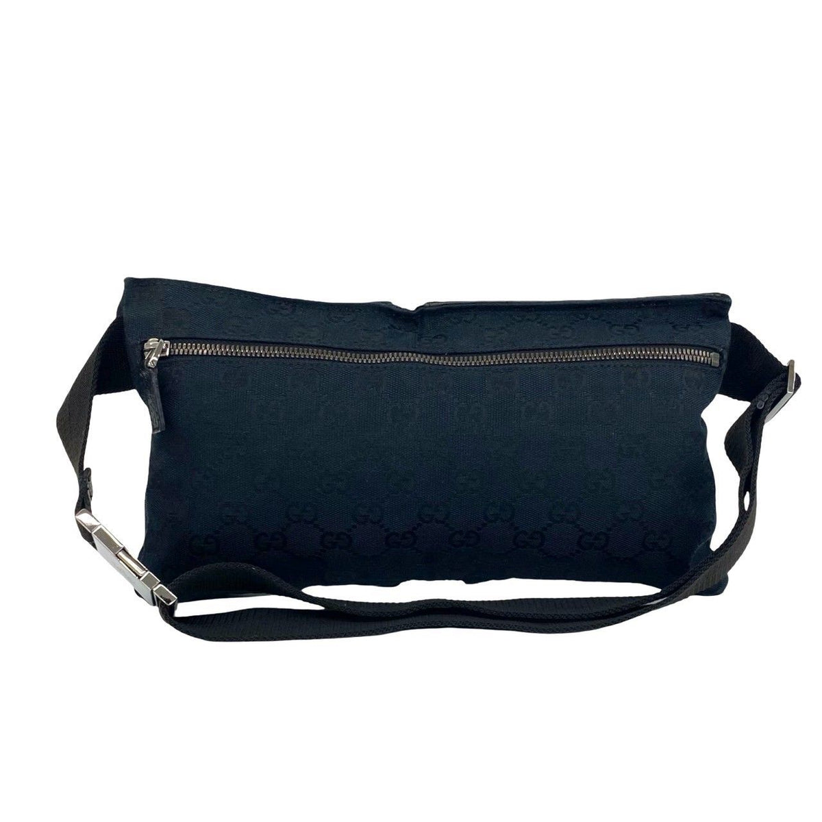 Gucci GG All Over Pattern Canvas Leather Belt Bag Waist Pouch Black — view 3