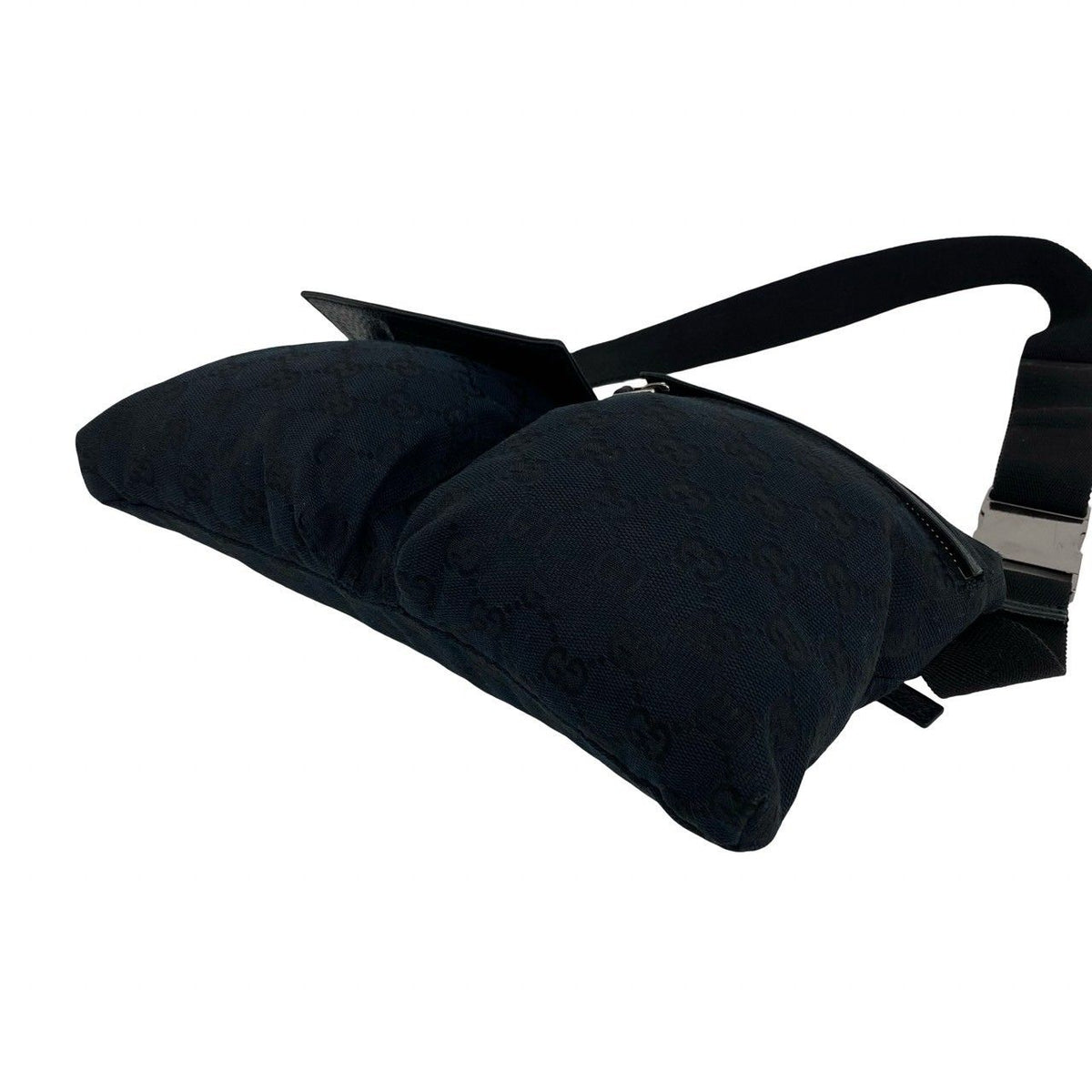 Gucci GG All Over Pattern Canvas Leather Belt Bag Waist Pouch Black — view 8