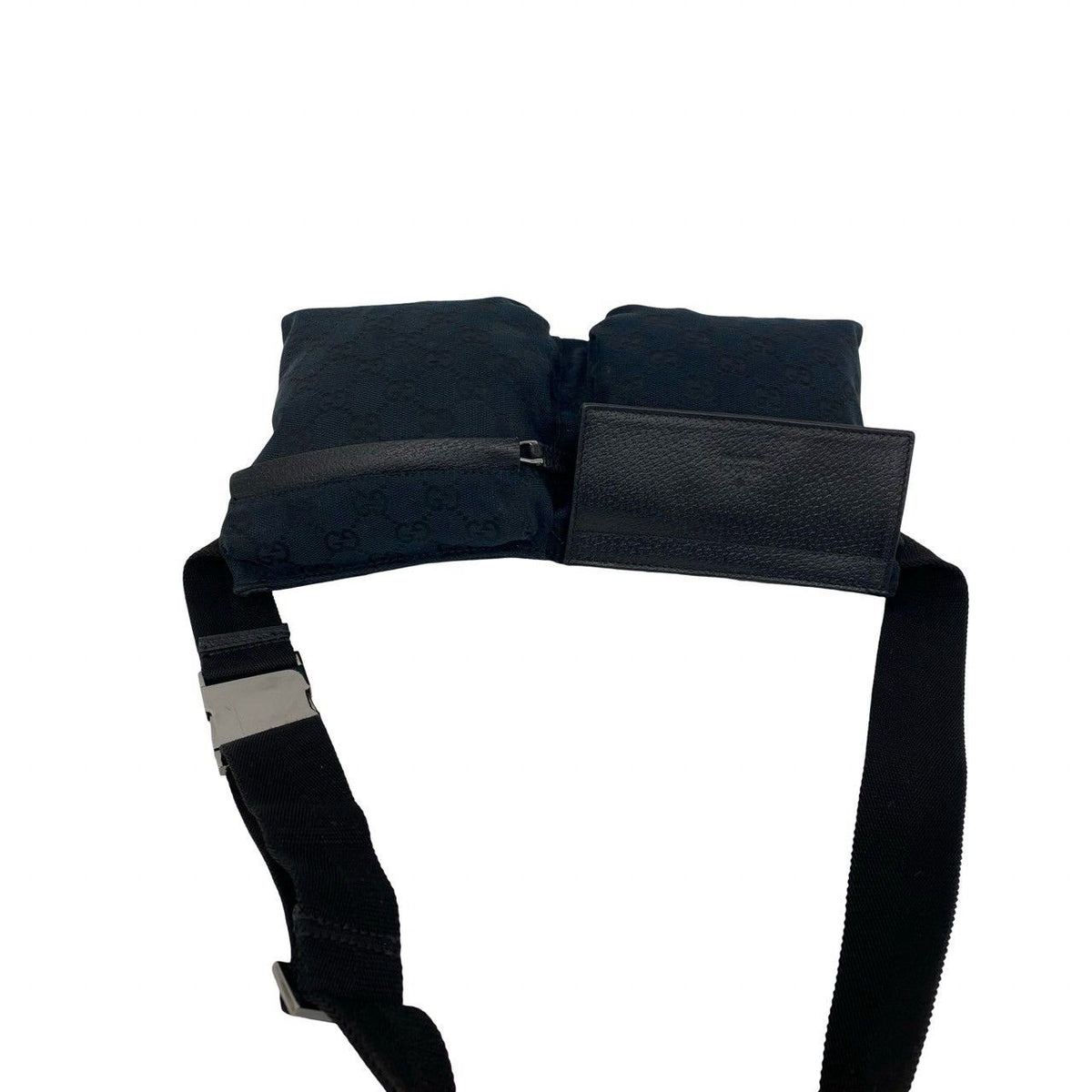 Gucci GG All Over Pattern Canvas Leather Belt Bag Waist Pouch Black — view 4