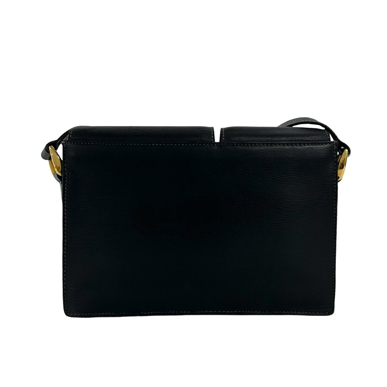 Gucci Vintage Logo Turnlock Leather Shoulder Bag Pochette Black — view 3