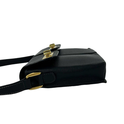 Gucci Vintage Logo Turnlock Leather Shoulder Bag Pochette Black — view 5