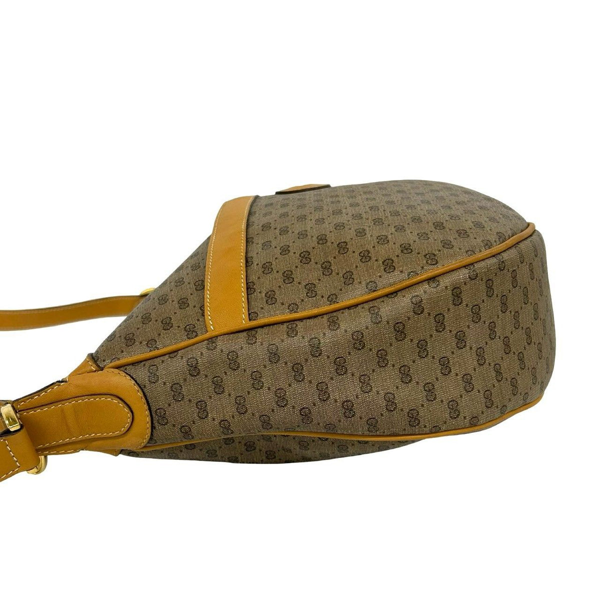 Gucci Vintage Micro GG Logo Leather Shoulder Bag Pochette Sacoch Brown — view 5