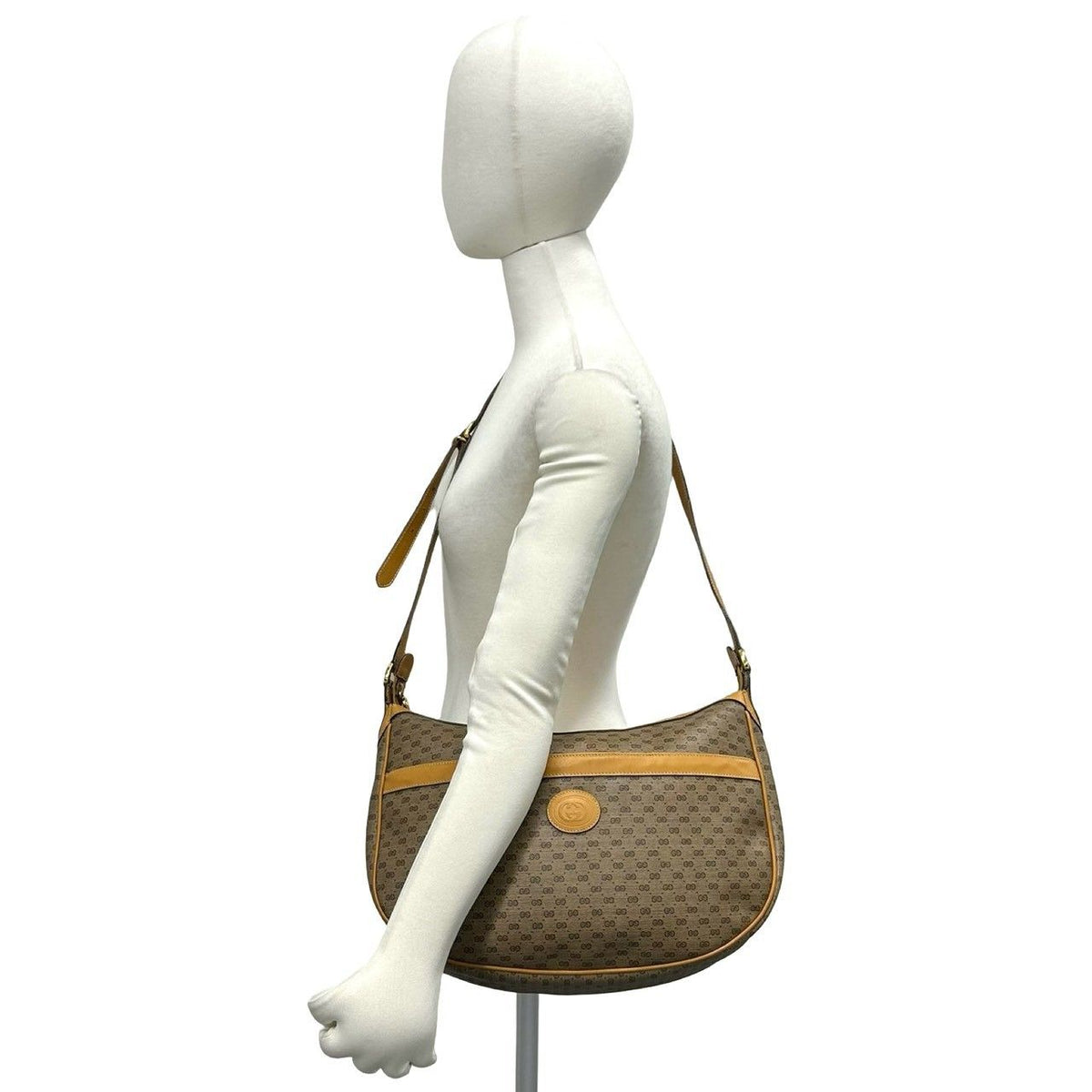 Gucci Vintage Micro GG Logo Leather Shoulder Bag Pochette Sacoch Brown — view 2