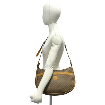 Gucci Vintage Micro GG Logo Leather Shoulder Bag Pochette Sacoch Brown — view 2