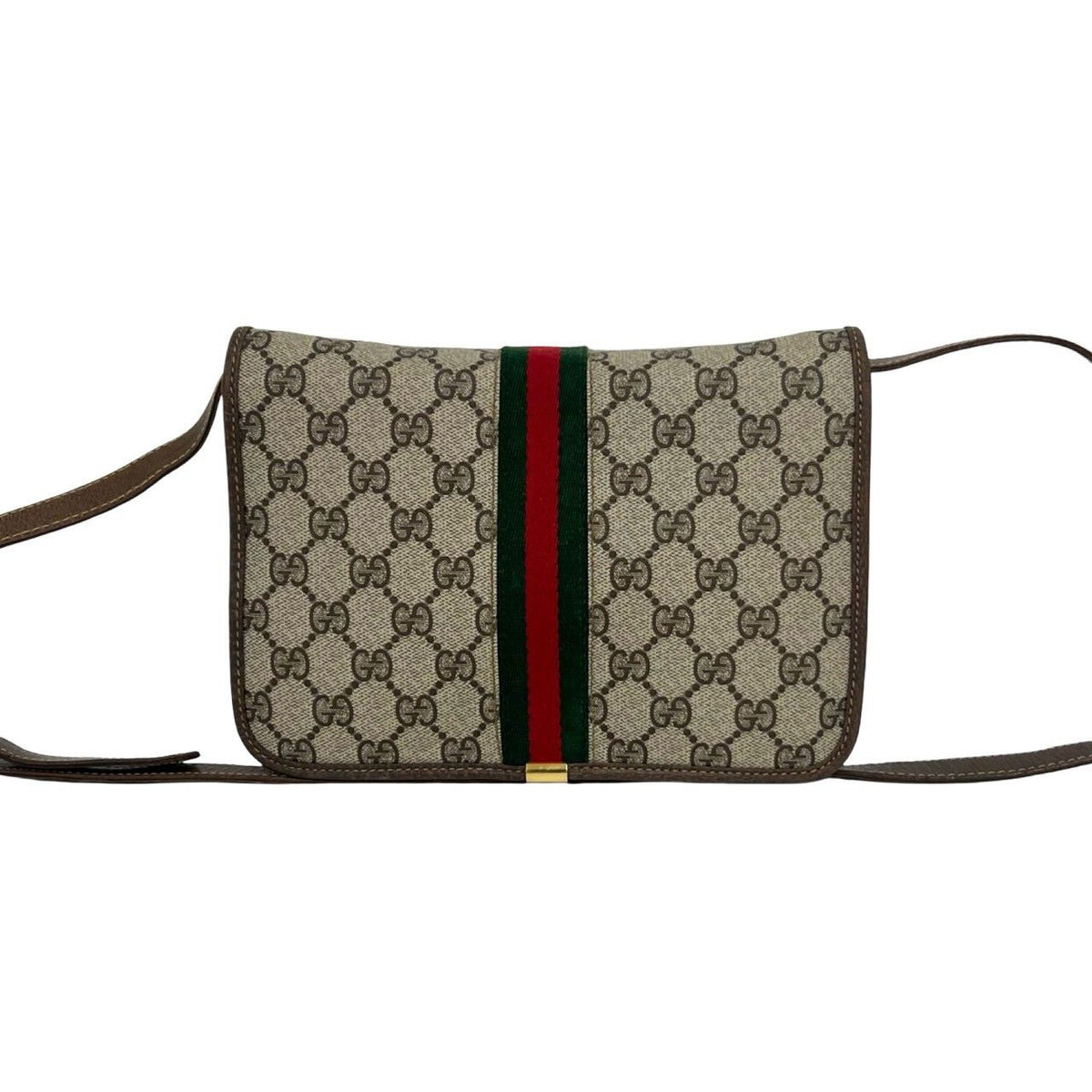Gucci Bagged Vintage Sherry Line GG Logo Pattern Leather Shoulder Bag Pochette — view 3