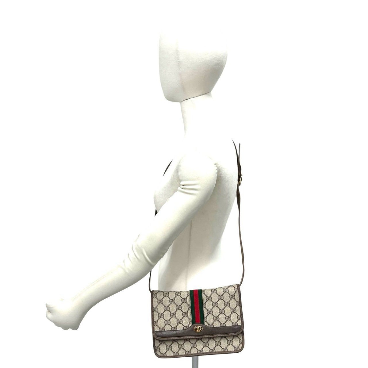 Gucci Bagged Vintage Sherry Line GG Logo Pattern Leather Shoulder Bag Pochette — view 2