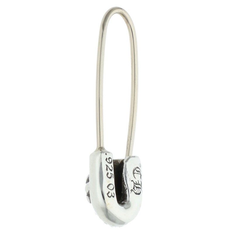 Chrome Hearts ER Safety Pin Emrld Pin 1 Emerald Silver Earrings — view 2