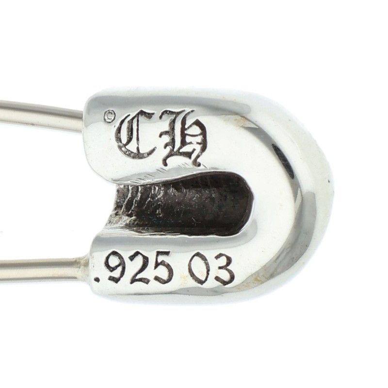 Chrome Hearts ER Safety Pin Emrld Pin 1 Emerald Silver Earrings — view 3