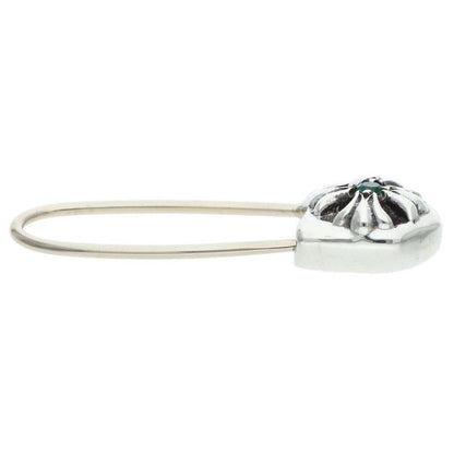 Chrome Hearts ER Safety Pin Emrld Pin 1 Emerald Silver Earrings — view 4