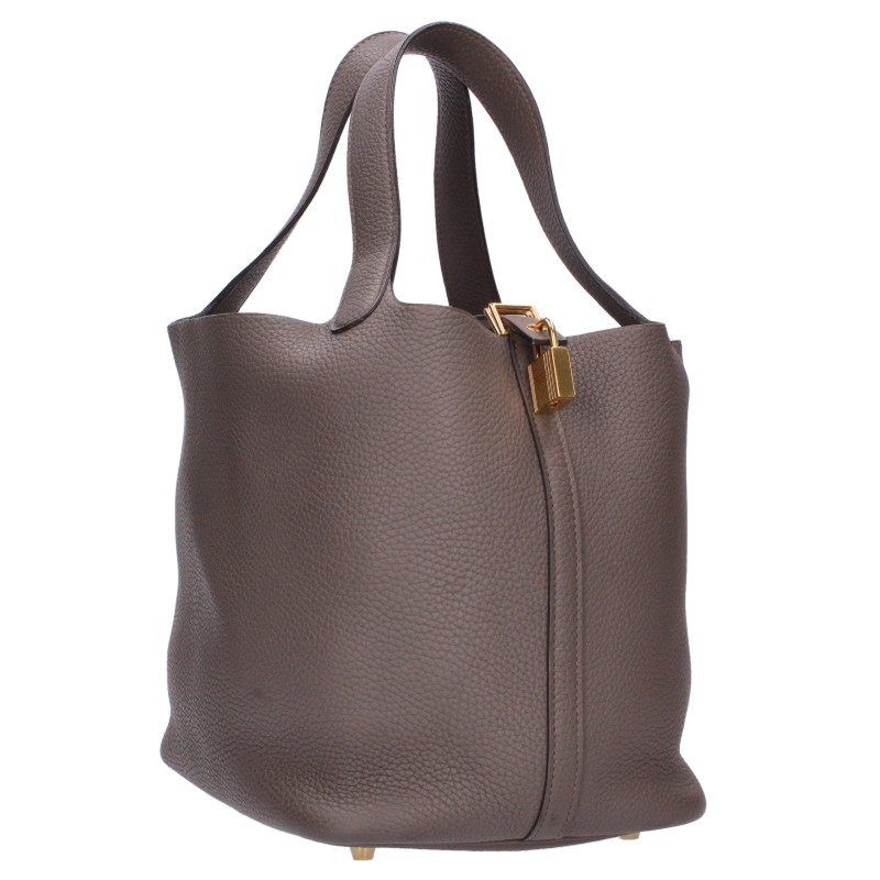 Hermes Picotin Lock MM Taurillon Clemence Etain MM Handbag