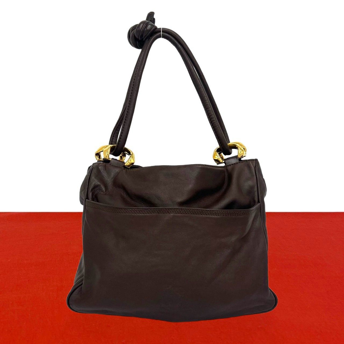 Loewe Vintage Anagram Logo Nappa Leather 2-Way Tote Handle Shoulder Bag Brown