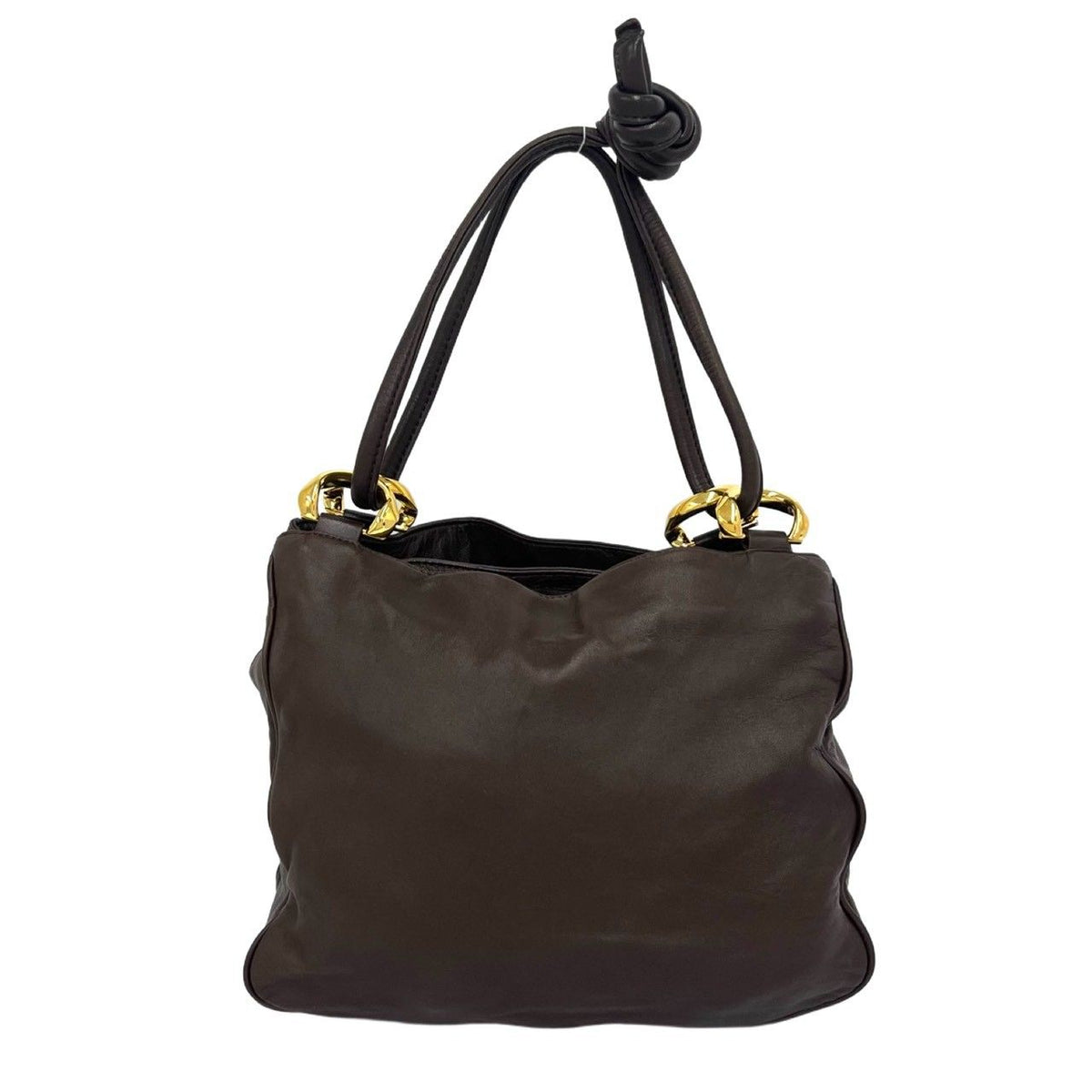 Loewe Vintage Anagram Logo Nappa Leather 2-Way Tote Handle Shoulder Bag Brown — view 3