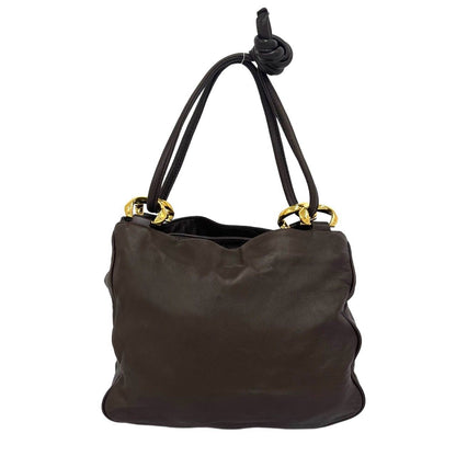 Loewe Vintage Anagram Logo Nappa Leather 2-Way Tote Handle Shoulder Bag Brown — view 3