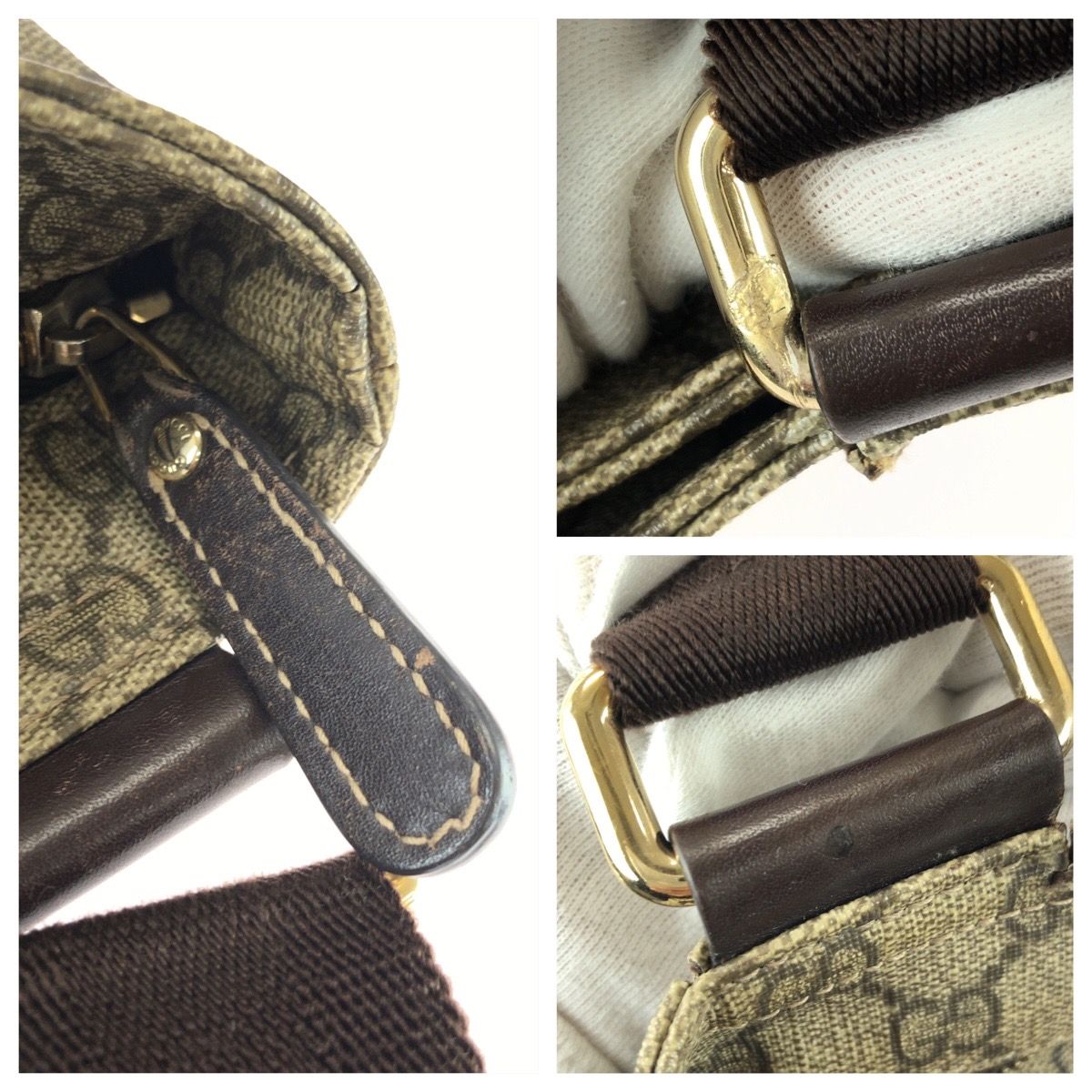 Gucci Beige Dark Brown GG Supreme Canvas Shoulder Bag — view 6