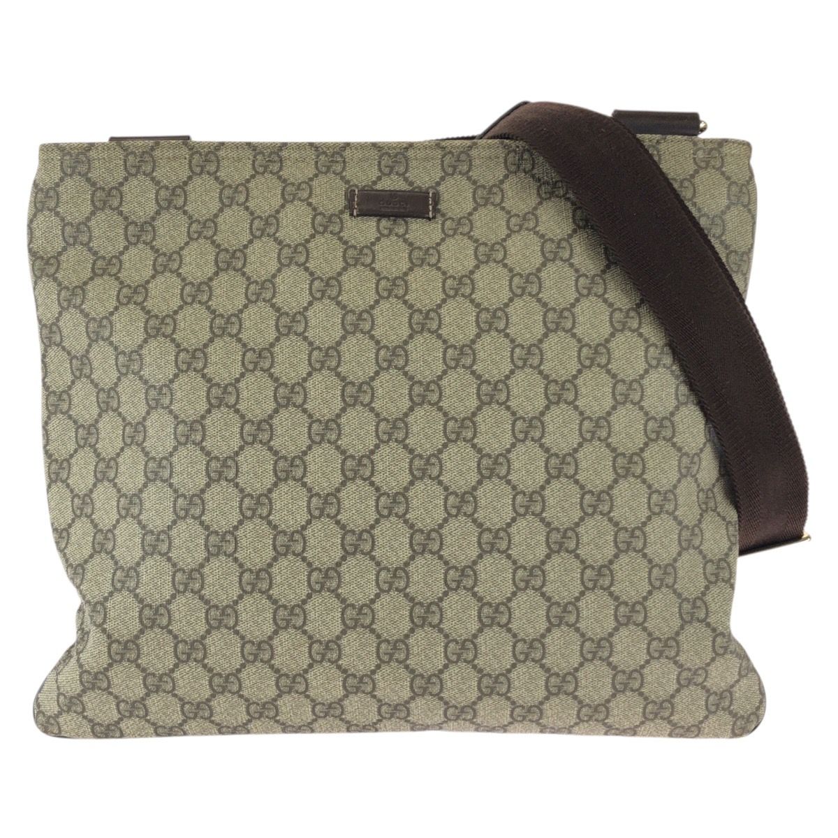 Gucci Beige Dark Brown GG Supreme Canvas Shoulder Bag