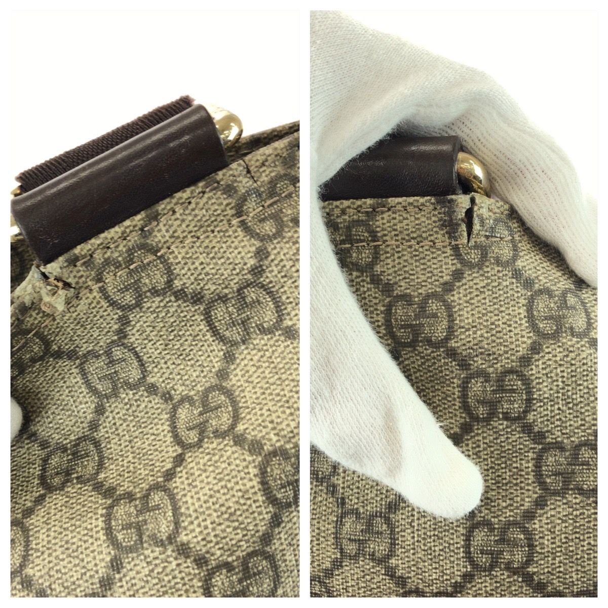 Gucci Beige Dark Brown GG Supreme Canvas Shoulder Bag — view 5