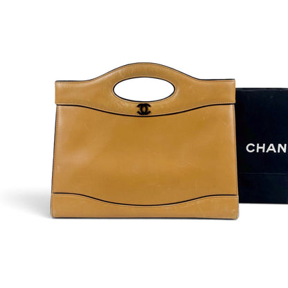 Chanel Coco Top Handle Cutout Tote Bag Beige Lambskin