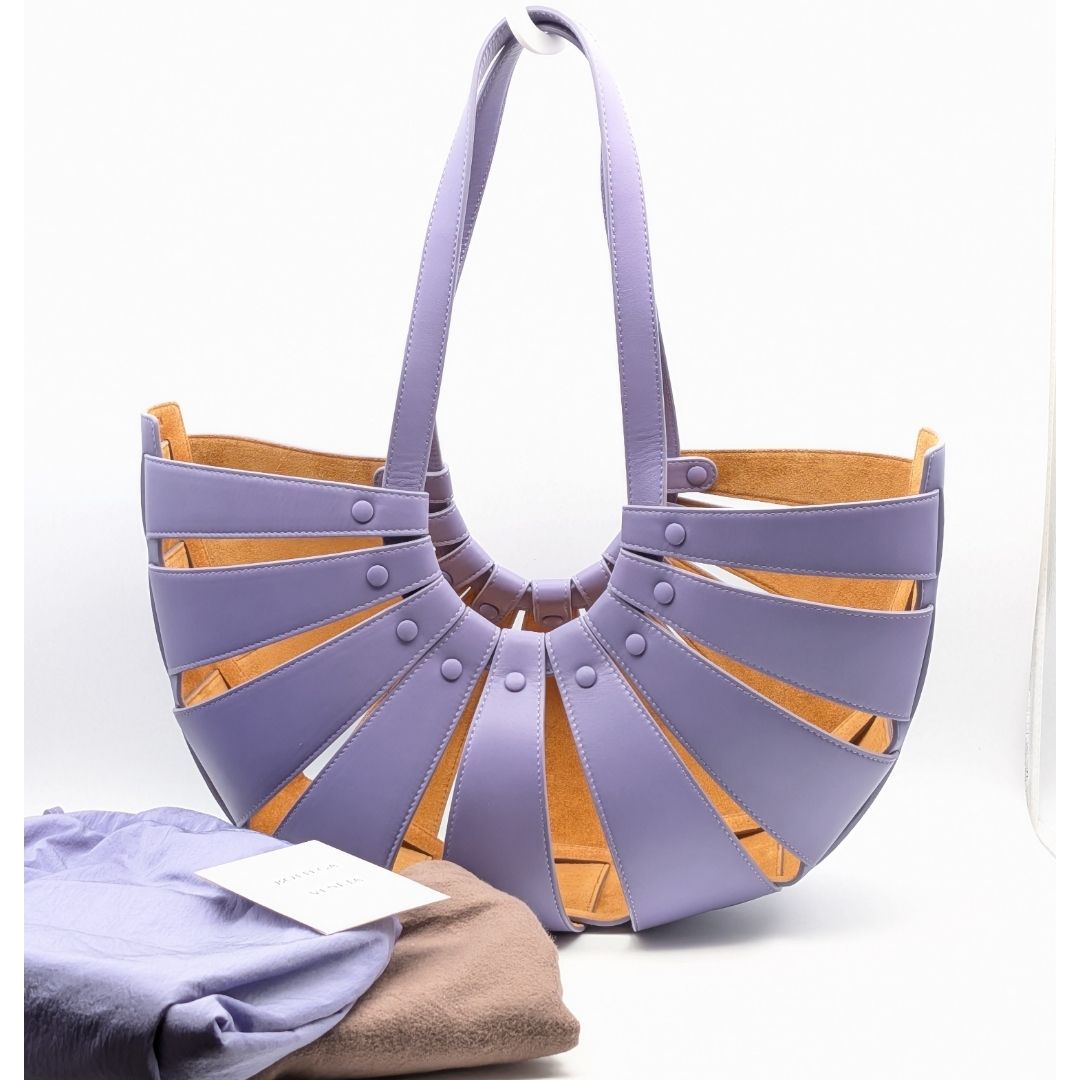 Bottega Veneta the Shell Purple Leather Handle Shoulder Bag