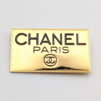 Chanel Brooch CC Logo Plate Gold First Era Vintage