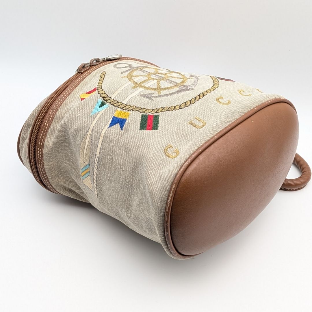 Gucci Marine Beige Canvas Tube Shoulder Bag — view 3