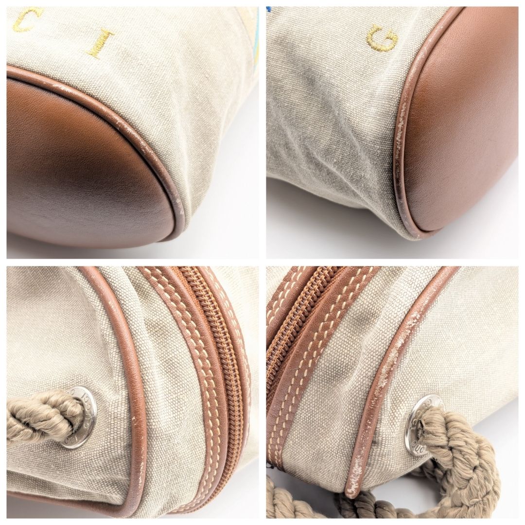 Gucci Marine Beige Canvas Tube Shoulder Bag — view 5