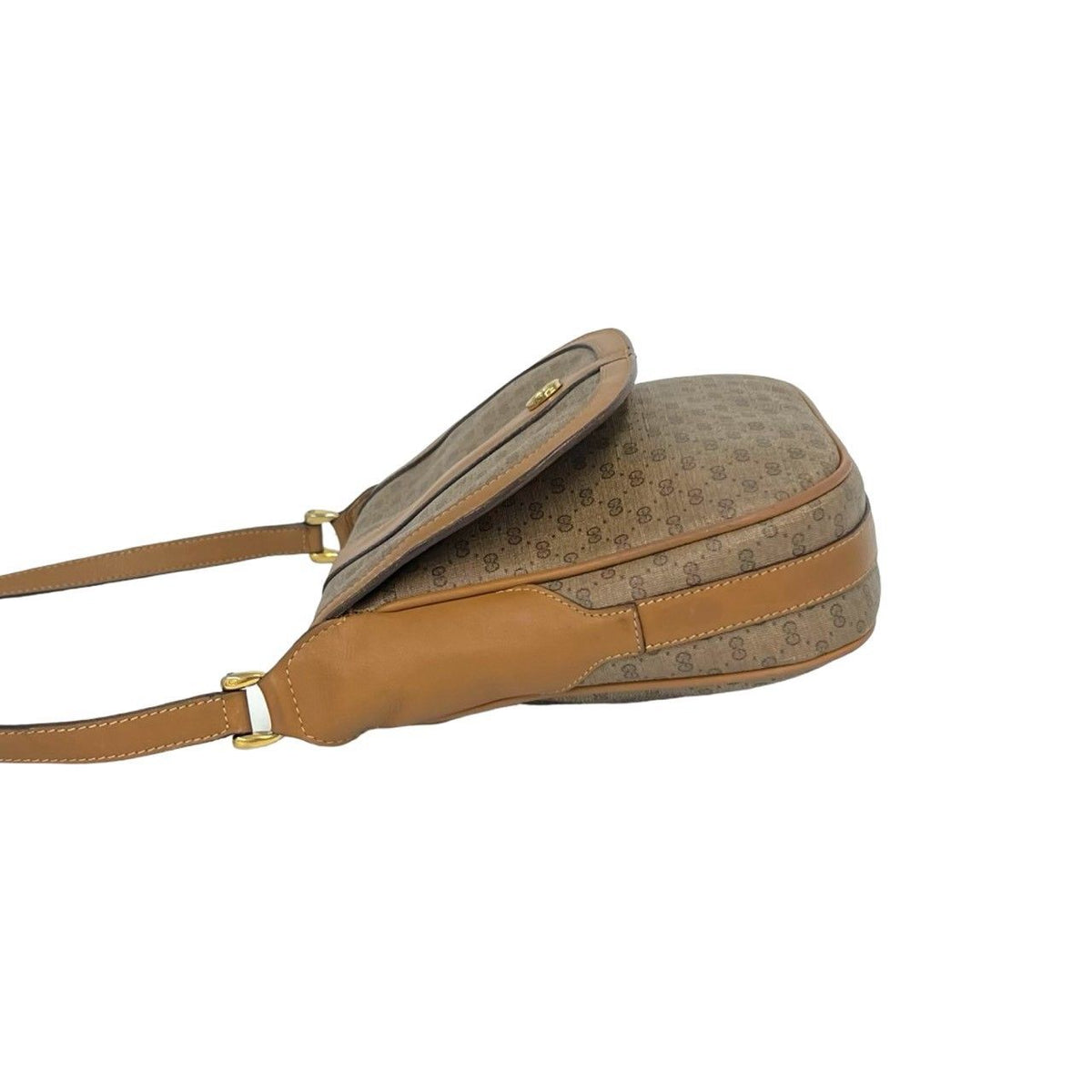Gucci Vintage Micro GG Logo Print Leather Mini Shoulder Bag Pochette Brown — view 5
