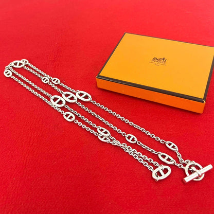 Hermes Chaine D'Ancre Farandole Necklace 925 Sterling Silver Choker Pendant