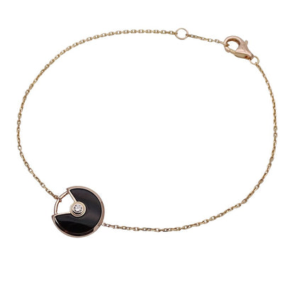 Cartier Bracelet Onyx Diamond Amulet Pink Gold
