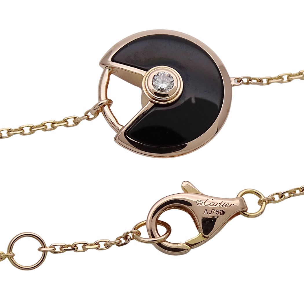 Cartier Bracelet Onyx Diamond Amulet Pink Gold — view 4