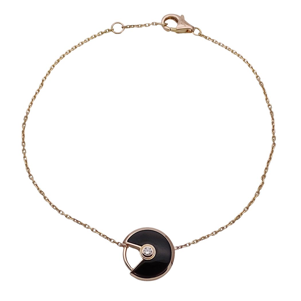 Cartier Bracelet Onyx Diamond Amulet Pink Gold — view 2